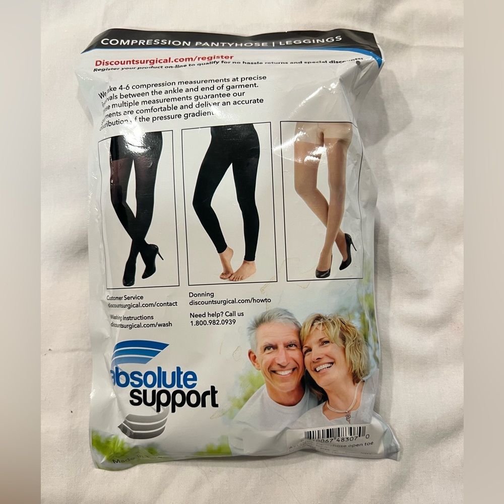 Absolute Support Footless Pantyhose NWT